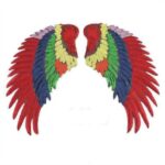 Parche adhesivo para ropa con forma de ala de plumas de lentejuelas, accesorios de ropa DIY, Large 33.5 x 32cm Seven Colors