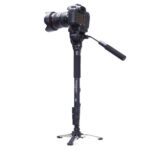 YUNTENG VCT-288RM SLR Cámara Monopie Soporte para cámara Pie Cabezal hidráulico Soporte para fotografía profesional, Altura: 1,48 m - Imagen 2