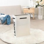 Cesto para la colada estilo cordón, fondo de PU, tela Oxford, Bolsa de almacenamiento de ropa sucia, cesta de lavandería plegable pequeña - Imagen 2