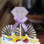 5 paquetes de pastel de diamantes, tarjeta insertada de cumpleaños, suministros de decoración para mesa de postre para fiesta de boda