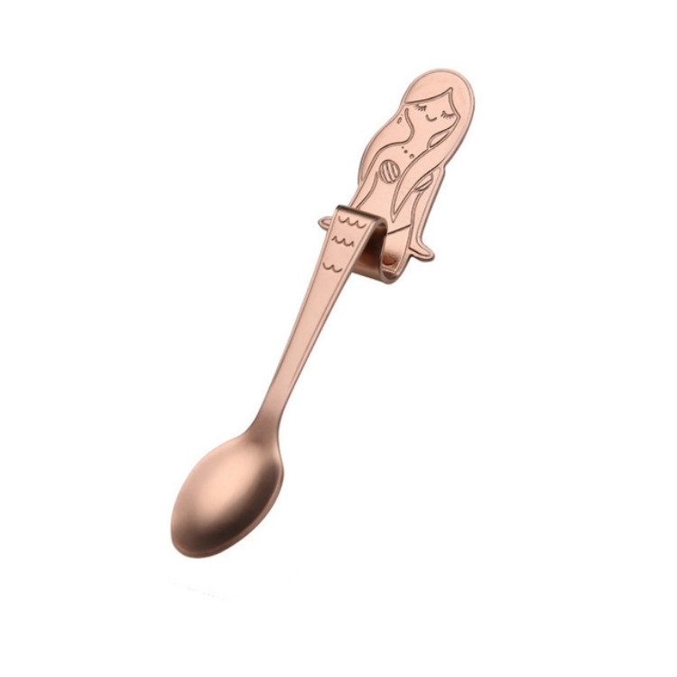 TBD080799804.jpg Cuchara de café creativa con forma de sirena, cucharas con mango, cubiertos, herramientas para beber, Rose Gold - Imagen 1