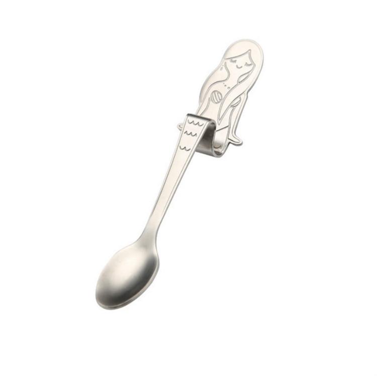 TBD080799805.jpg Cuchara de café creativa con forma de sirena, cucharas con mango, cubiertos, herramientas para beber, True Color - Imagen 1