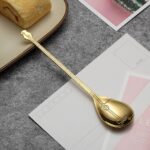 Cuchara mezcladora de café de acero inoxidable, cuchara creativa con forma de instrumento Musical, Lute Titanium Gold - Imagen 2