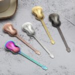 Cuchara mezcladora de café de acero inoxidable, cuchara creativa con forma de instrumento Musical, Lute Titanium Gold - Imagen 4