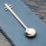 Cuchara mezcladora de café de acero inoxidable, cuchara creativa con forma de instrumento Musical, Yueqin Rose Gold
