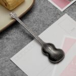 Cuchara mezcladora de café de acero inoxidable, cuchara creativa con forma de instrumento Musical, Guitar Titanium Black
