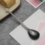 Cuchara mezcladora de café de acero inoxidable, cuchara creativa con forma de instrumento Musical, Lute Titanium Black