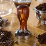 Café en polvo integrado con mango de madera maciza de acero inoxidable, 57.5mm Red Sandalwood Handle