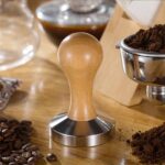 Café en polvo integrado con mango de madera maciza de acero inoxidable, 57.5mm Oak Handle