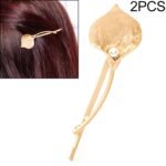 2 uds joyería para el cabello de boda pasadores de flores horquillas de perlas de hoja de Metal sólido