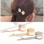 2 uds joyería para el cabello de boda pasadores de flores horquillas de perlas de hoja de Metal sólido - Imagen 4