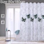 Cortinas de baño lavables con ducha de poliéster impermeable de mariposa, 80x180cm