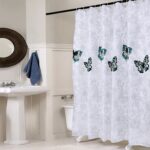 Cortinas de baño lavables con ducha de poliéster impermeable de mariposa, 80x180cm - Imagen 2