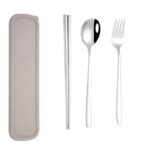 4 PCS / Set Vajilla portátil de acero inoxidable Juego creativo Palillos Cuchara Tenedor Regalo, Steel