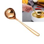 Cuchara para salsa de acero inoxidable, 3 uds., cuchara creativa con mango largo y cabeza grande, Rose Gold