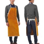 Delantal de soldadura eléctrica de cuero completo ropa protectora contra salpicaduras de estrella ignífuga de alta temperatura, Entire Section 60×90