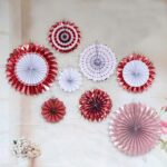 2 juegos de abanico de papel bronceador, conjunto de flores, decoración para fiesta de boda, vacaciones de cumpleaños, Rose Gold 8pcs