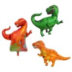 2 uds dinosaurio modelado globo de papel de aluminio decoración de cumpleaños para niños suministros de fiesta juguete, Large Red Tyrannosaurus - Imagen 3