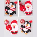2 paquetes de decoración navideña para hornear, tarjeta de papel con piruleta de pingüino de Papá Noel - Imagen 3