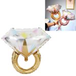 10 PCS Boda Matrimonio Decoración de la habitación Globo Anillo de diamante Globo de aluminio, Large Gold Diamond