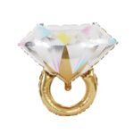 10 PCS Boda Matrimonio Decoración de la habitación Globo Anillo de diamante Globo de aluminio, Large Gold Diamond - Imagen 2