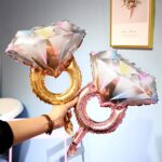 10 PCS Boda Matrimonio Decoración de la habitación Globo Anillo de diamante Globo de aluminio, Large Gold Diamond - Imagen 4