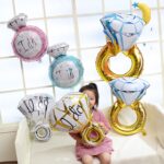 10 PCS Boda Matrimonio Decoración de la habitación Globo Anillo de diamante Globo de aluminio, Super Big Diamond Ring - Imagen 5