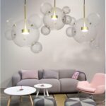 30W Bola de cristal creativa Molécula Lámpara moderna Personalidad Sala de estar Araña Lámpara de burbujas de jabón, 14 bolas 3 lámparas, Plato largo, Tamaño: 120 x 84 cm