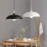 40W 35cm personalidad creativa minimalista lámpara de tapa semicircular de hierro forjado de un solo cabezal restaurante sala de estar lámparas de Hotel, 35cm Black - Imagen 5