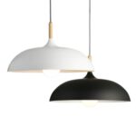 40 W 45 cm personalidad creativa minimalista tapa semicircular lámpara de araña de hierro forjado de un solo cabezal restaurante sala de estar lámparas de Hotel, 45cm Black - Imagen 5