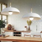 40 W 45 cm personalidad creativa minimalista tapa semicircular lámpara de araña de hierro forjado de un solo cabezal restaurante sala de estar lámparas de Hotel, 45cm White - Imagen 3