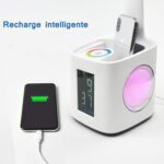 Luz de ajuste de 3 velocidades con Control táctil de 10W, lámpara de mesa con protección ocular regulable, luz nocturna de color con portalápices y despertador - Imagen 4