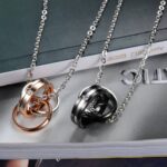 Collar de pareja de acero de titanio entrelazado OPK - Imagen 3
