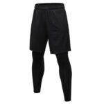 Pantalones de secado rápido elásticos de ocio de fitness de dos piezas falsos, XL