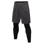Pantalones de secado rápido elásticos de ocio de fitness de dos piezas falsos, XXL