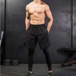 Pantalones de secado rápido elásticos de ocio de fitness de dos piezas falsos, XXL - Imagen 4