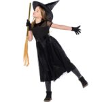 Disfraz de bruja de gasa negra, disfraz de bruja de Halloween, M - Imagen 4