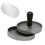 Molde para hamburguesa de pastel de carne a presión con revestimiento antiadherente de aleación de aluminio de grado alimenticio para el hogar con 40 piezas de papel de silicona - Imagen 2