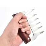 2 PCS Oso en forma de garra de acero inoxidable Barbacoa Tenedor Pollo Triturado Mango de madera Antideslizante Cocina creativa Tenedor Garra Carne Garra Divisor con, Meat Claw Splitter(Redwood) - Imagen 2