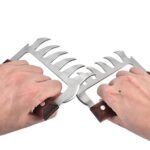2 PCS Oso en forma de garra de acero inoxidable Barbacoa Tenedor Pollo Triturado Mango de madera Antideslizante Cocina creativa Tenedor Garra Carne Garra Divisor con, Meat Claw Splitter(Redwood) - Imagen 3