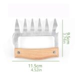2 PCS Oso en forma de garra de acero inoxidable Barbacoa Tenedor Pollo Triturado Mango de madera Antideslizante Cocina creativa Tenedor Garra Carne Garra Divisor con, Meat Claw Splitter(Redwood) - Imagen 4