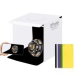 DIYLooks - Kit de caja de tienda de campaña portátil plegable de 20 cm con 550 lúmenes para estudio fotográfico, con 6 fondos de colores (negro, blanco, amarillo, rojo, verde y azul). Tamaño desplegada: 24 x 23 x 23 cm.