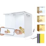 Panel LED de anillo de 23 cm DIYLooks, luz portátil plegable para estudio de fotografía, kit de caja con 6 fondos de colores (negro, blanco, amarillo, rojo, verde, azul). Tamaño desplegado: 24 cm x 23 cm x 23 cm.
