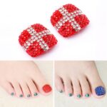 2 PCS Crystal Fake Nail Art Tips Rhinestone Cubierta completa Toenails Calcomanías Pegatinas, NO:26