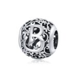 Cuentas de letras huecas de la serie Mori de plata de ley S925, accesorios para collar y pulsera DIY