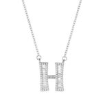 Collar con colgante de alfabeto inglés de plata esterlina S925 para mujer, H - Imagen 2