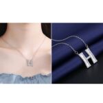 Collar con colgante de alfabeto inglés de plata esterlina S925 para mujer, H - Imagen 5