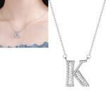 Collar con colgante de alfabeto inglés de plata esterlina S925 para mujer, K