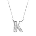 Collar con colgante de alfabeto inglés de plata esterlina S925 para mujer, K - Imagen 2