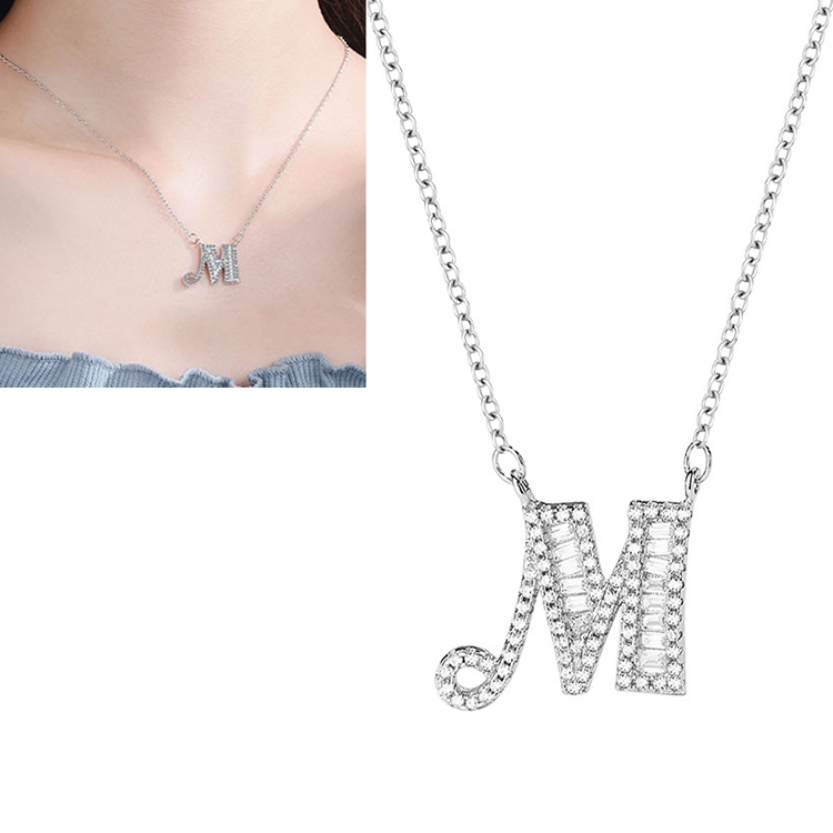EDA00112513.jpg Collar con colgante de alfabeto inglés de plata esterlina S925 para mujer, M - Imagen 1